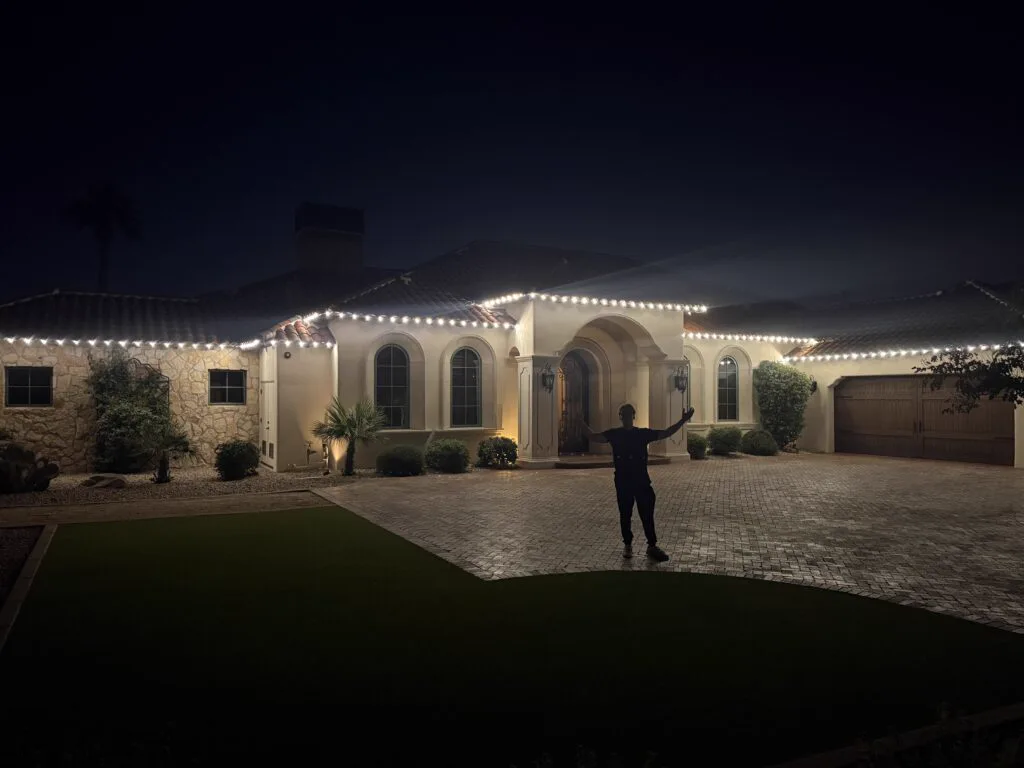 Nighttime walkthrough of a finished roofline install