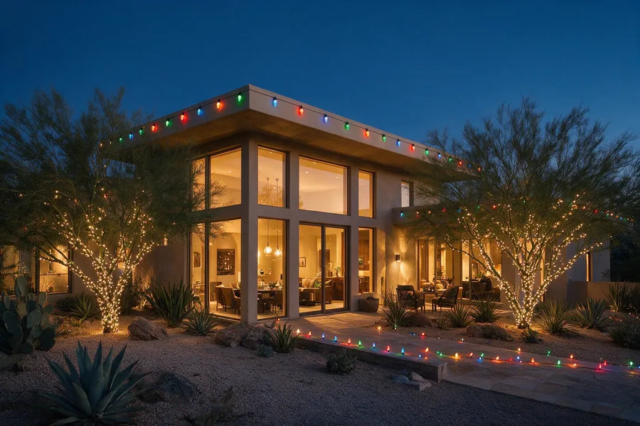 Luxury home with full holiday lighting display
