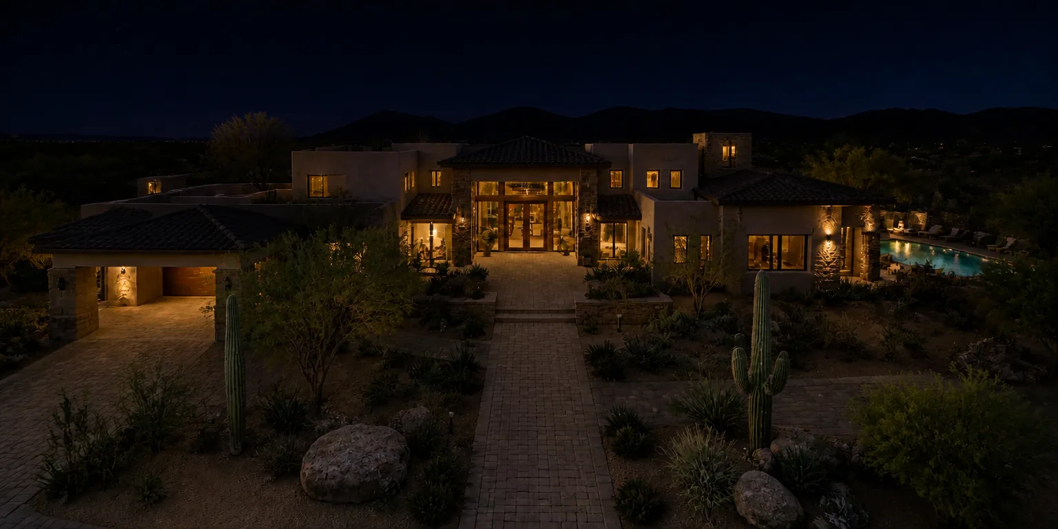 Luxury Scottsdale estate at night, undecorated